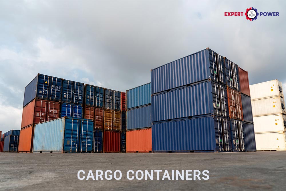 Cargo containers in port or storage yard
