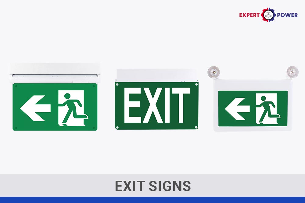 Exit signs for UAE – pictogram, text, and integrated emergency lighting